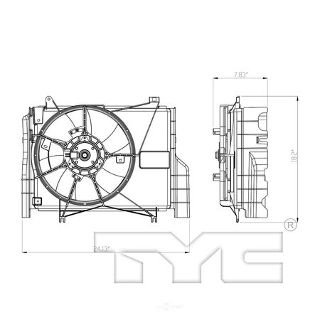 TYC 624090 Dual Radiator And Condenser Fan Assembly 624090